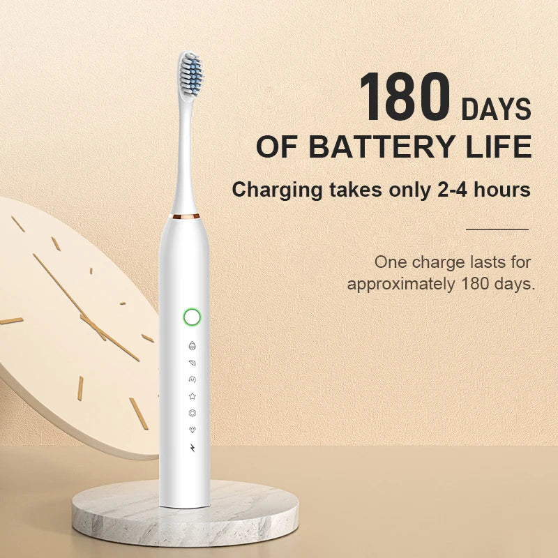 IPX7 High Quality Electrical Toothbrush Rechargeable High Frequency Vibration Toothbrush with 6 Modes