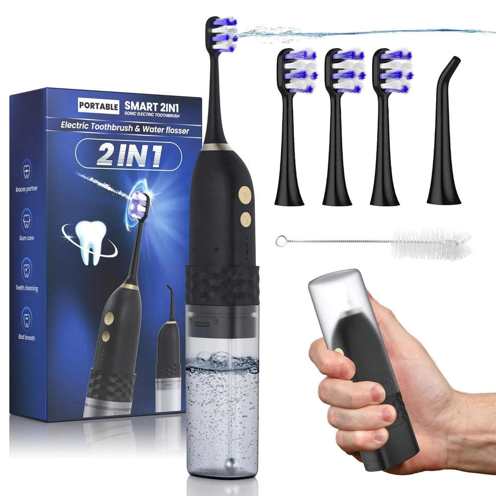 Electric Toothbrush With Water Flosser, 2 in 1 Cordless Toothbrush and Water Flosser Combo,Water Flosser for Travel & Home